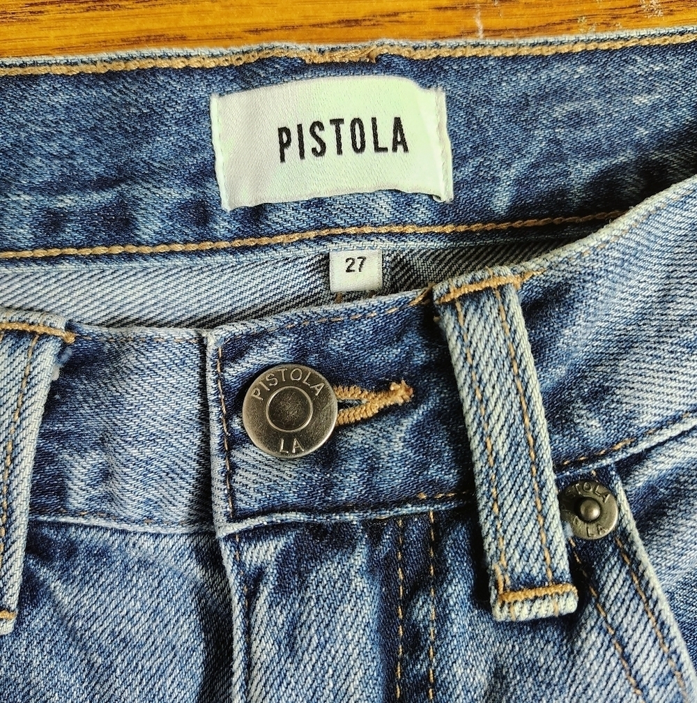 Pistola High-rise Straight Light Blue Distressed Ripped Women's Jeans sz 27/28. - Picture 9 of 16